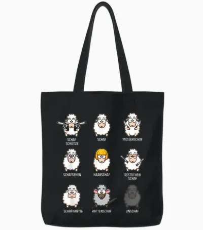 Funny Sheep Word Game Sheep Unsheep Sheep Herd Funny T-Shirt, Black Tote Bags - Black