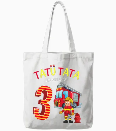 Feuerwehr Feuerwehrmann Kinder Geburtstag 3 Jahre Junge Tote Bags - White