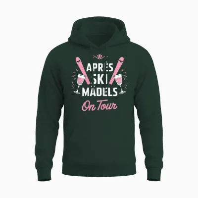 Après Ski Girls on Tour Skier Party T-Shirt, Black Unisex Hoodie - Forest