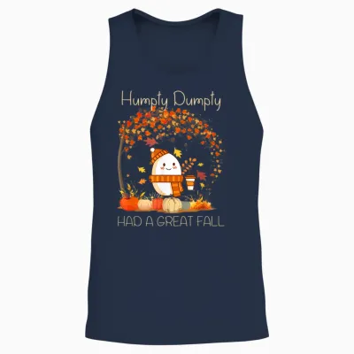Humpty Dumpty Had a Great Fall Thanksgiving Autumn Halloween Unisex Tank Top - Navy