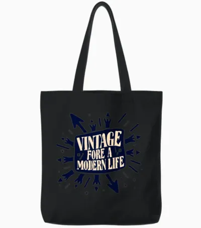 Vintage Vibe for a Modern Llife Tote Bags - Black