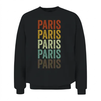 Paris France Retro Vintage Unisex Sweatshirt - Black