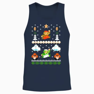 Super Mario Mario Goomba Ugly Christmas Unisex Tank Top - Navy