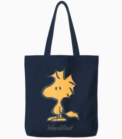 Peanuts - Woodstock Oversized T-Shirt, Black, S Tote Bags - Navy