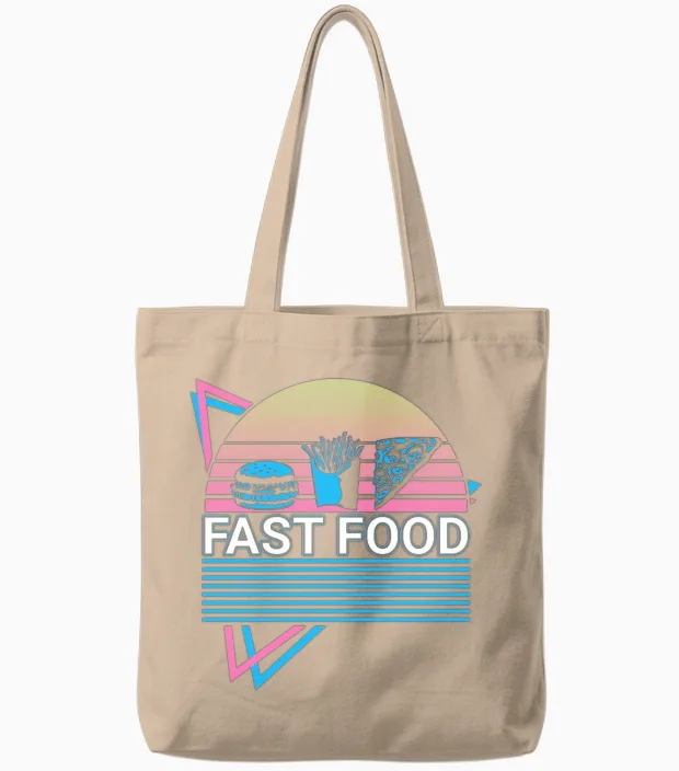 Fast Food Retro Tote Bags in Natural