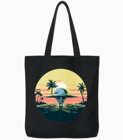 Retro Alien Tote Bags - Black