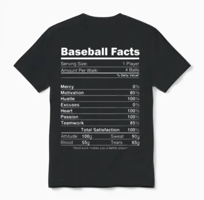Baseball Facts Unisex T-Shirt - Black