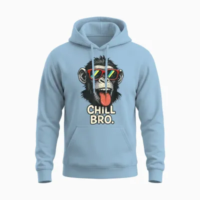 Chill Bro Cooler Affe Mit Sonnenbrille Lustiger Spruch Gamer Unisex Hoodie - Light Blue