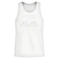 Velociraptor Chasing E-Biker Unisex Tank Top - White – 2