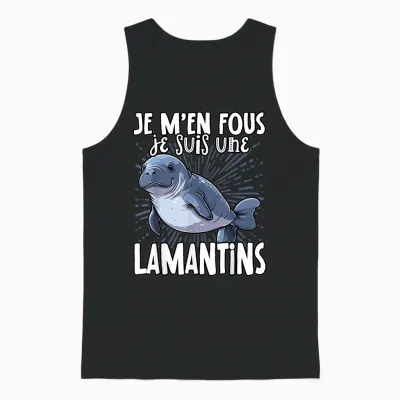Je M'en Fous Je Suis Une Manatins - Cute Manatee T-Shirt, Black, S Unisex Tank Top - Black