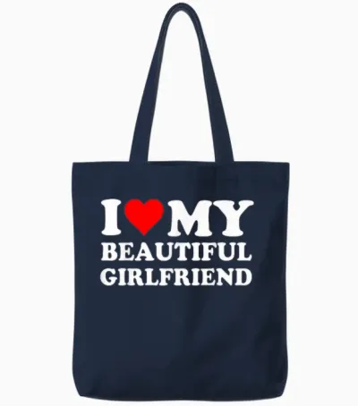 Funny I Love My Beautiful Girlfriend I Heart My Beautiful Gf Tote Bags - Navy
