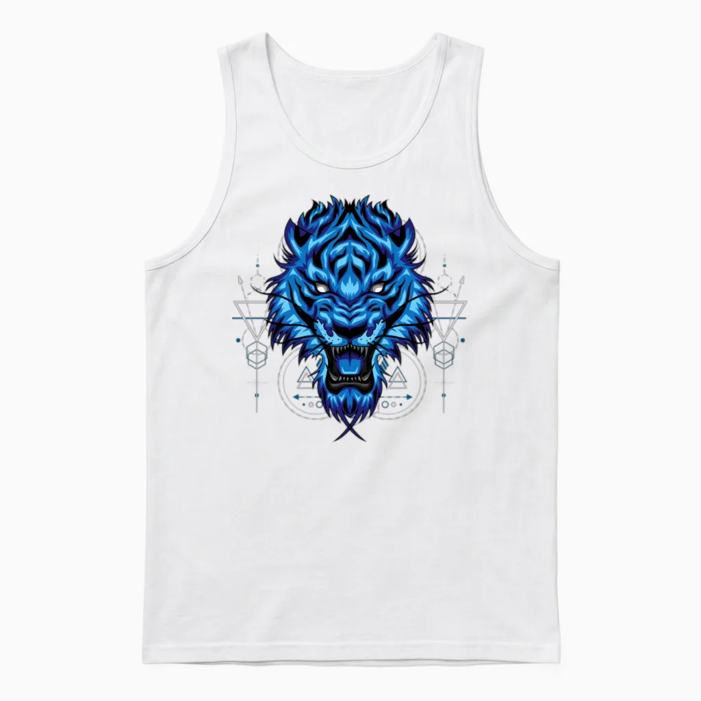 Tiger Retro Vintage Unisex Tank Top in White