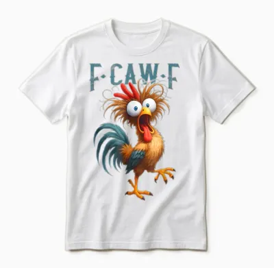 F-Caw-F Chicken Humor F-Caw-F Quote Rooster Meme Unisex T-Shirt - White