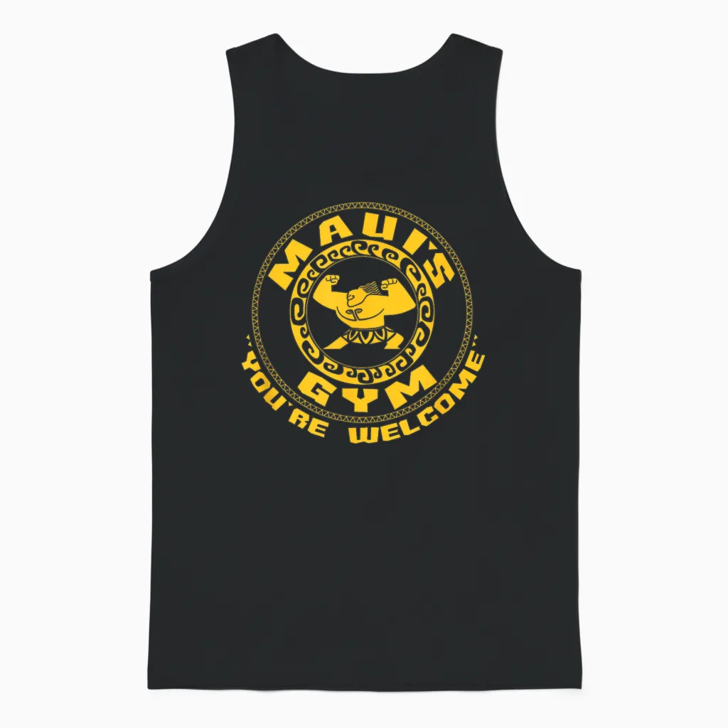 Disney Moana Maui's Gym Circle Logo Unisex Tank Top in Black