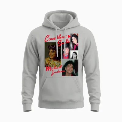 Michael Jackson 014 Back Print Unisex Hoodie - Ash