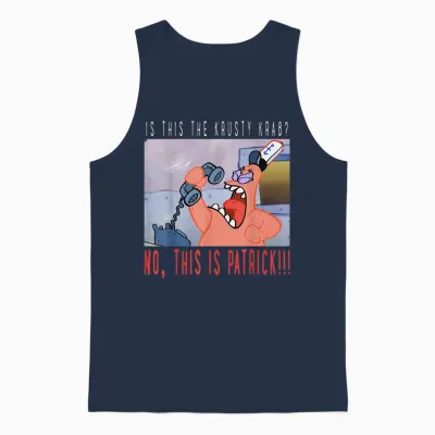 Spongebob Squarepants No This Is Patrick T-Shirt Small Unisex Tank Top - Navy