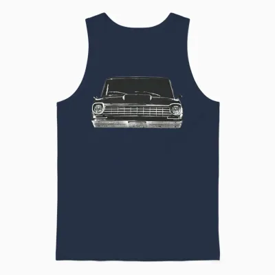 1964 Chevy Nova Ss Front Grill View Silhouette Unisex Tank Top - Navy