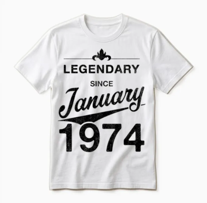 50th Birthday 50 Year Old Born January 1974 Gift Unisex T-Shirt in White