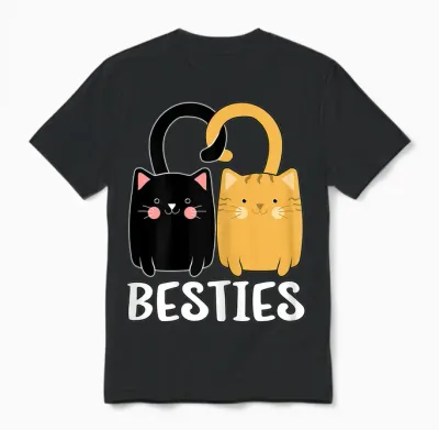 Best Friends Beste Freundin Für 2 Mädchen Katzen Partnerlook Unisex T-Shirt - Black