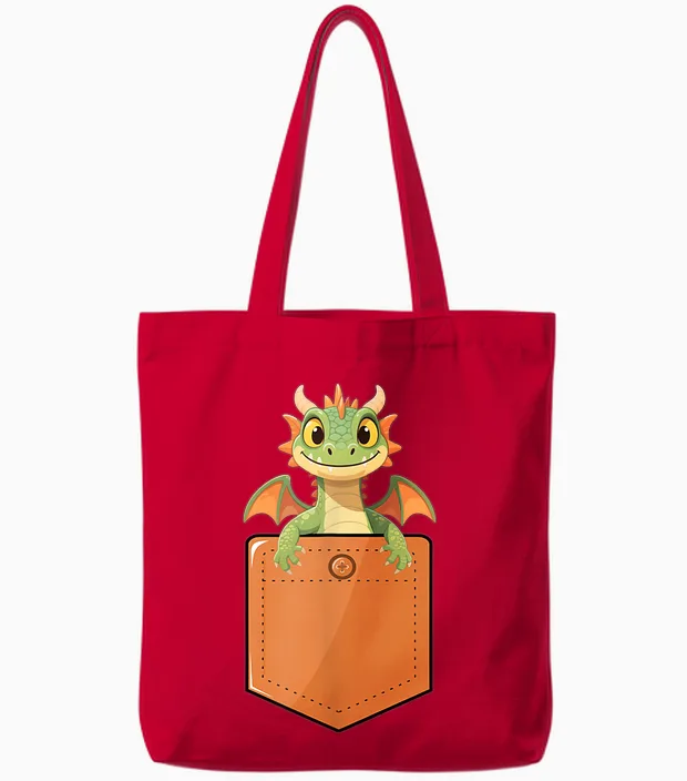 Drache in Einer Tasche, Süßer Baby-Drache Tote Bags in Red