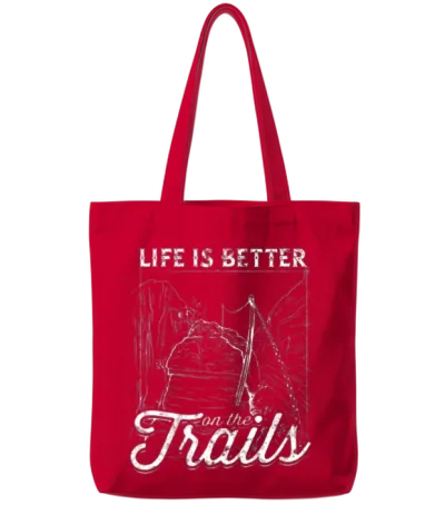 Life Is Better on the Trails - Hiking Tote Bags - Red