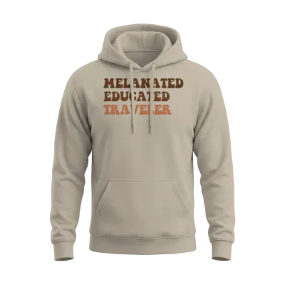 Melanated Educated Traveler Unisex Hoodie - Sand