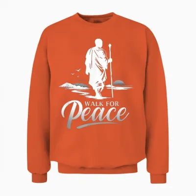 Marche Pour Les Moines De La Paix Avec Aloka Dog Minimalist Zen Art Unisex Sweatshirt - Orange
