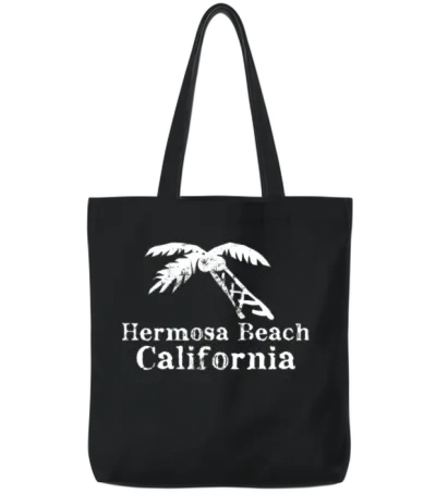 Hermosa Beach California Palm Tree Souvenirs Gifts Tote Bags - Black