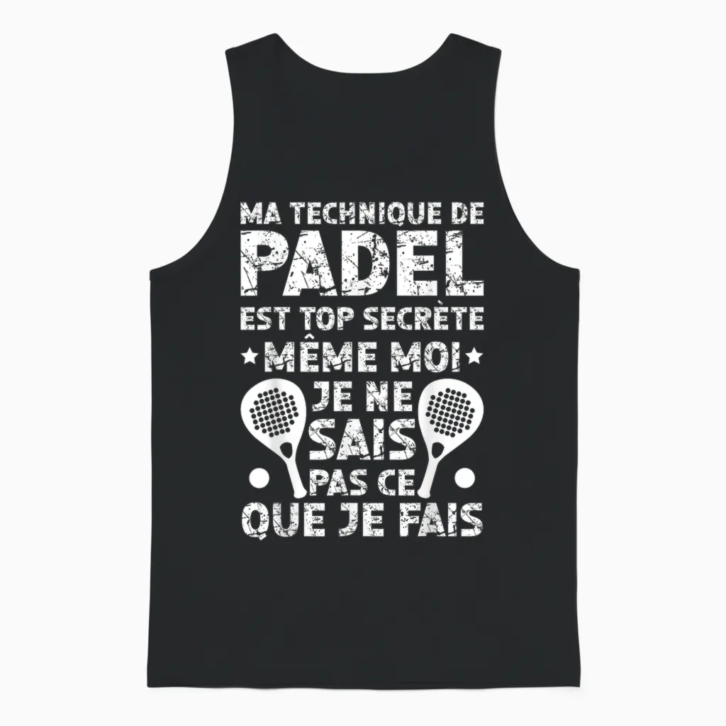 Padeliste Drôle Padel Ne Sais Pas Ce Que Je Fais Unisex Tank Top in Black
