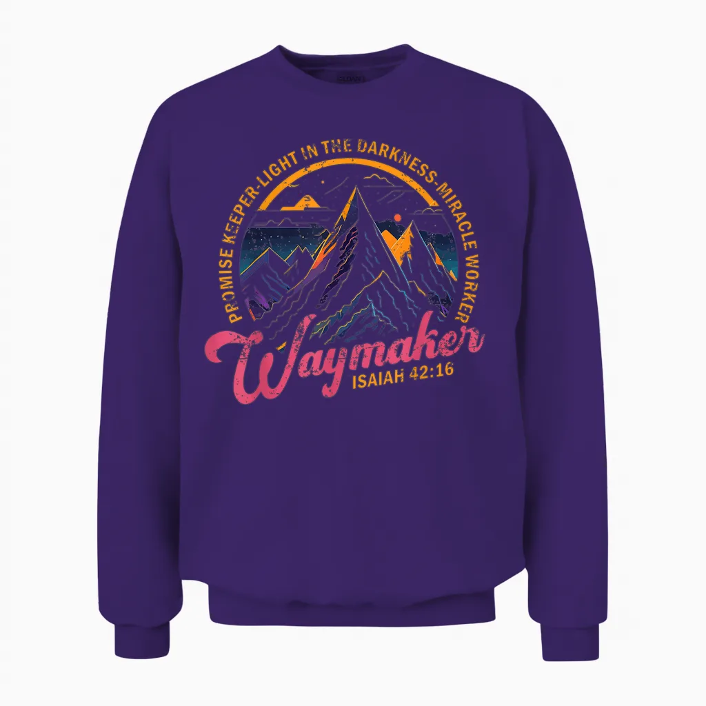 Waymaker Vintage Promise Keeper Miracle Worker Christian Unisex Sweatshirt in Purple