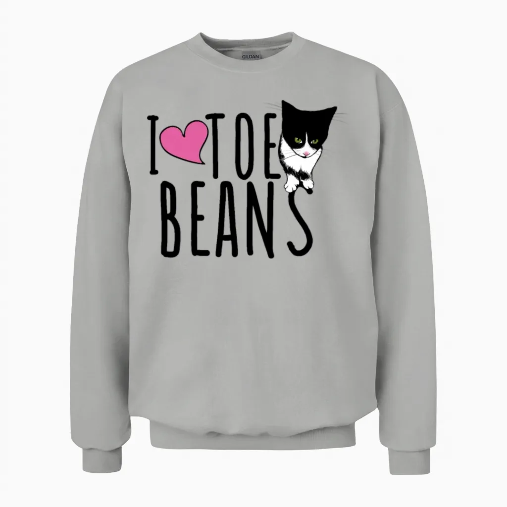 I Love Toe Beans Unisex Sweatshirt in Ash