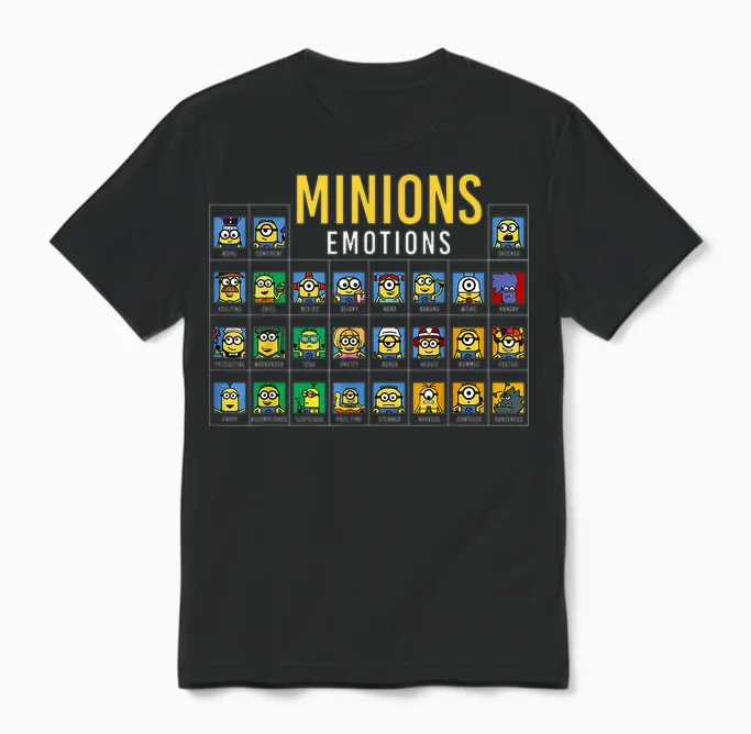 Despicable Me Minions Periodic Table of Minions Graphic Unisex T-Shirt in Black