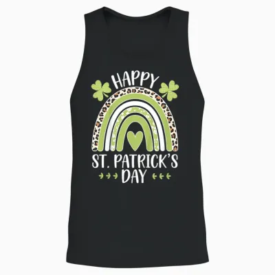 Children's St Patrick's Day Outfit for Girls Rainbow T-Shirt, Green, 2 Unisex Tank Top - Black