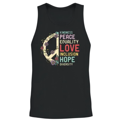 Diversity Equality Love Peace Hu Rights Social Jus Unisex Tank Top - Black