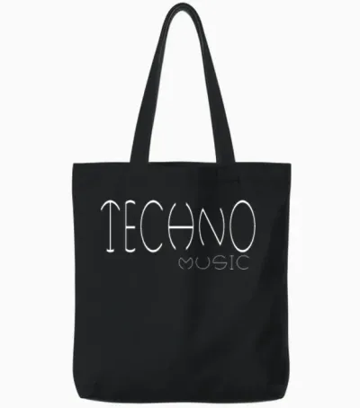 Techno Music Tote Bags - Black