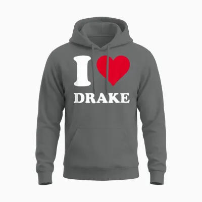 Red Heart I Love Drake T-Shirt, Black, S Unisex Hoodie - Graphite Heather
