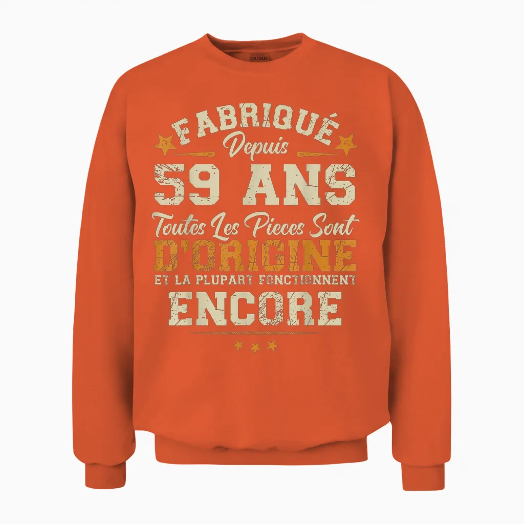 Made 59 Years Ago Birthday Joke Man Humor 1966 Unisex Sweatshirt in Orange