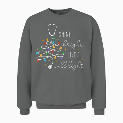 Funny Shine Bright Like a Call Light Nurse Merry Christmas Unisex Sweatshirt - Graphite Heather