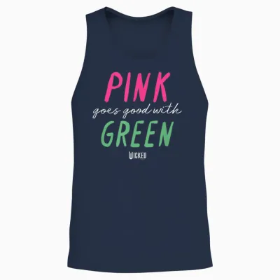 Wicked Pink Goes Good with Green Unisex Tank Top - Navy