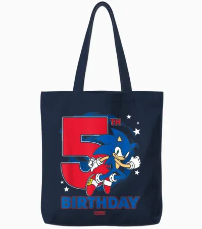 Sonic the Hedgehog 5th Birthday Epic Sonic Big Chest Logo Tote Bags - Navy