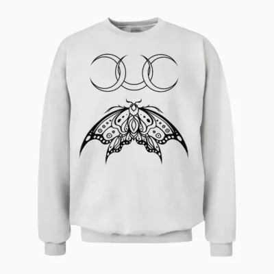 Y2k Mall Goth Moth Und Moon Emo Alt Unisex Sweatshirt - White
