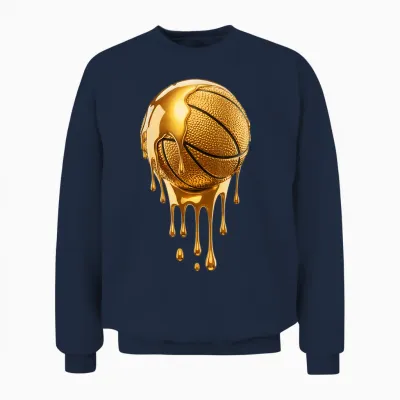 Gold Dripping Basketball Trendy Urban Respect the Drip Unisex Sweatshirt - Navy
