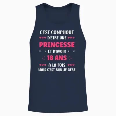 Girl 18 Years Funny Princess Birthday Teen 18 Years T-Shirt, Black, Female X-Small Unisex Tank Top - Navy