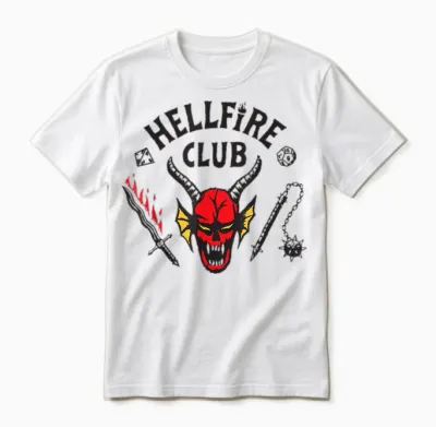 Stranger Things Hellfire Logo T-Shirt, White, S Unisex T-Shirt - White
