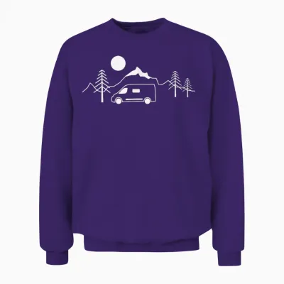 Travel with a Van in the Mountains Unisex Sweatshirt - Purple