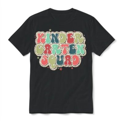 Retro Leopard Kindergarten Unisex T-Shirt - Black