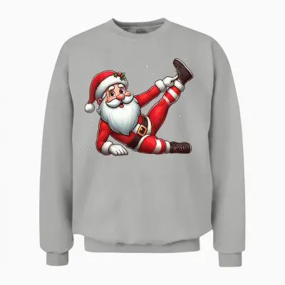 Santa Claus Exercise Gym Fitness Training Christmas Snow T-Shirt, Black, S Unisex Sweatshirt - Ash