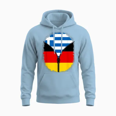 Griechenland Deutschland Flagge Griechisch Deutsch Reißverschluss Unisex Hoodie - Light Blue