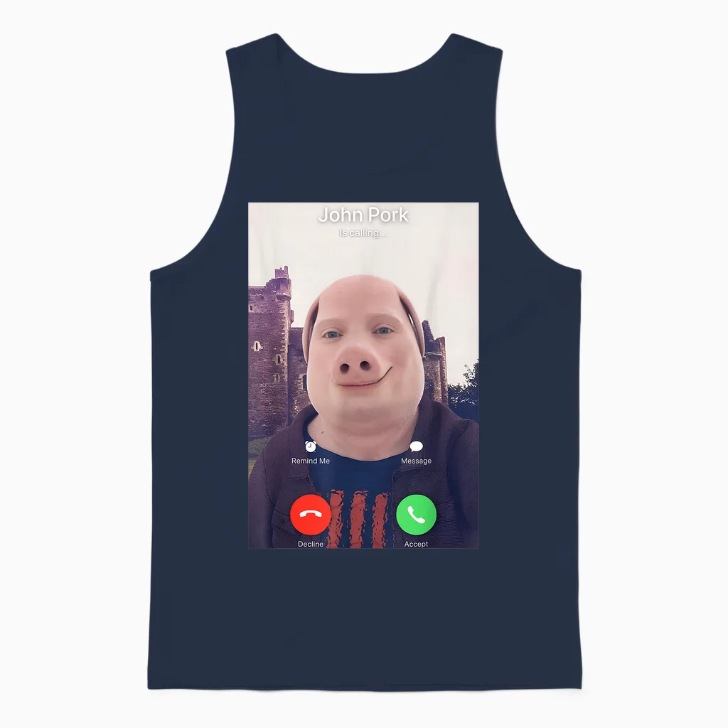 John Pork Is Calling Unisex Tank Top in Navy