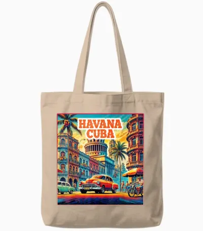 Havana Cuba Shirts Family Travel Tourist Vintage Retro City Tote Bags - Natural